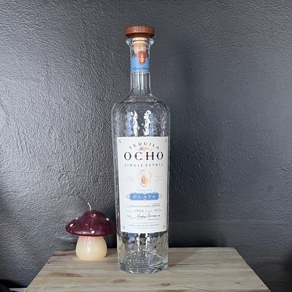 Ocho Single Estate Tequila Plata with Wooden Cap EMPTY BOTTLE